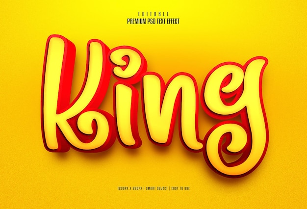 King 3d editable psd text effect