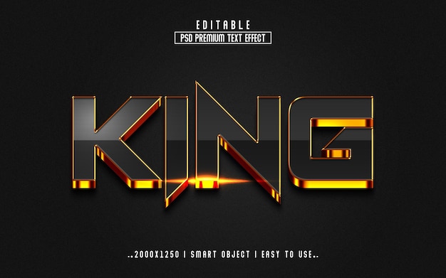 King 3D Editable Text Effect PSD With  Premium Background