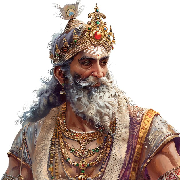 PSD king dasharatha indian illustration realistic