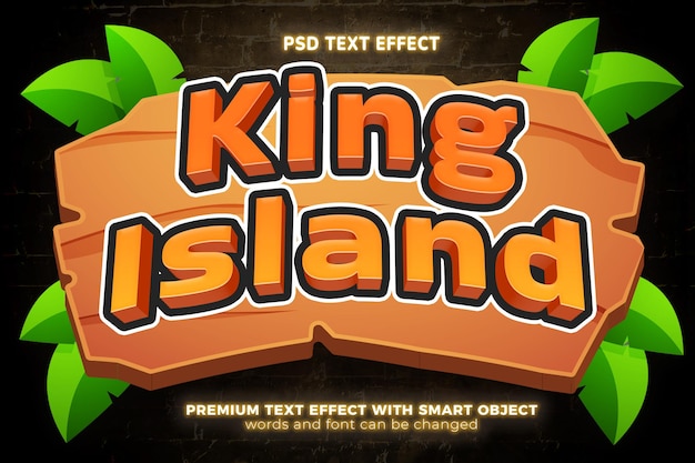 King island game adventure 3d editable text effect style