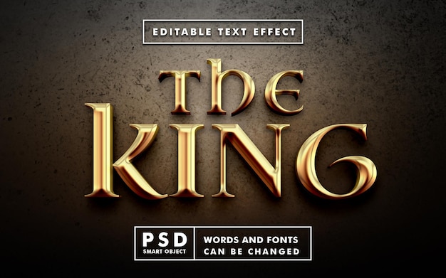 The king text effect premium psd with smart object