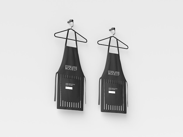 Kitchen aprons hanging mockup