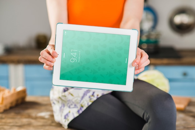 Kitchen mockup with tablet