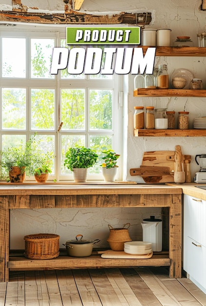 PSD kitchen product podium for poster background