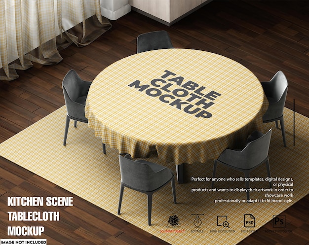 Kitchen Scene Tablecloth Mockup