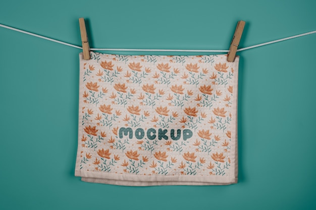 Kitchen towel mock-up with pattern design