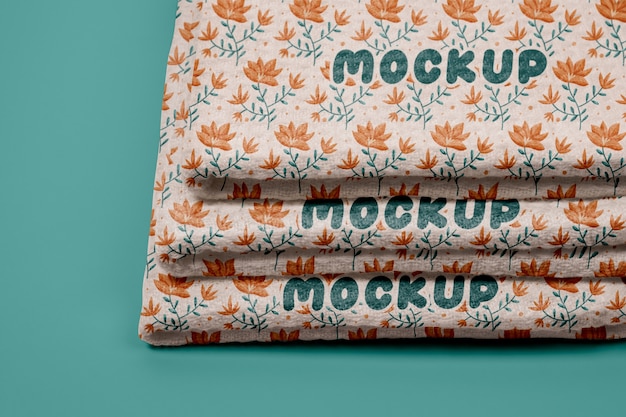 Kitchen towel mock-up with pattern design