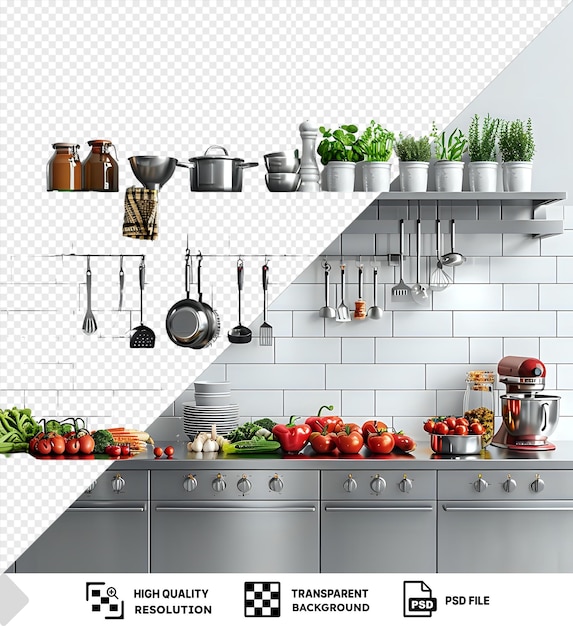 PSD kitchen utensils appliances on countertop