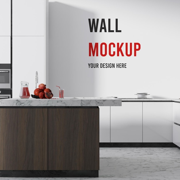 Kitchen wall mockup in 3d rendering