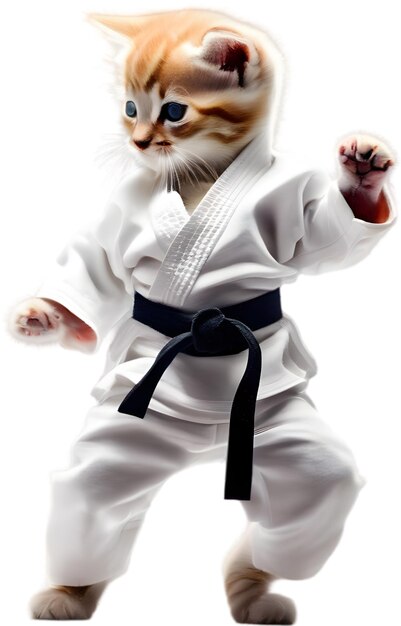 A kitten in a karate costume