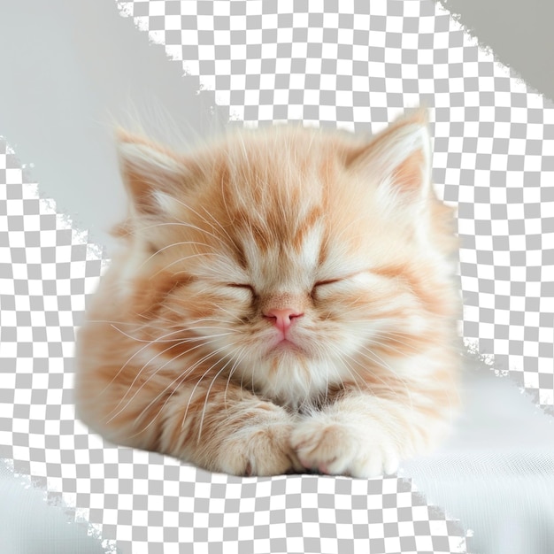 PSD a kitten sleeping in a white background with the word  kitten