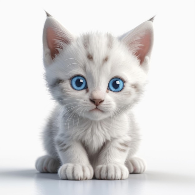 PSD a kitten with blue eyes and a white background