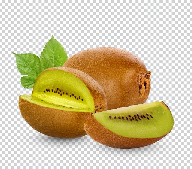 Kiwi fruit with leaves isolated