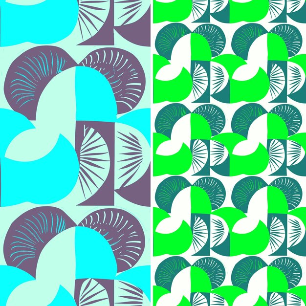 PSD kiwi with crescent shapes and modern design with overlapping unique tropical fruit pattern vector