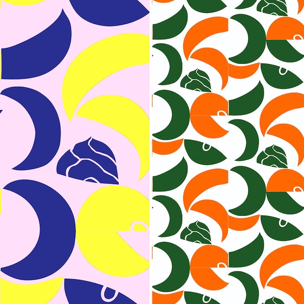 PSD kiwi with crescent shapes and modern design with overlapping unique tropical fruit pattern vector