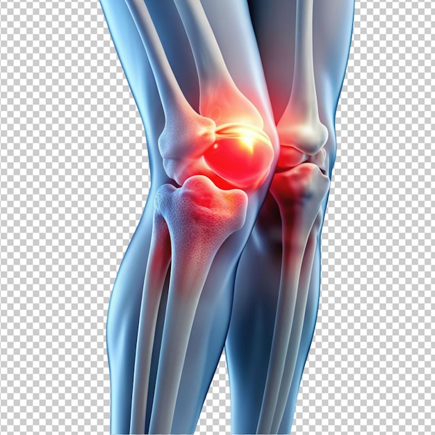 PSD knee pain on transparent background