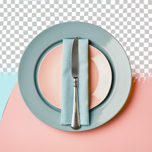 PSD a knife is in the middle of a circle with a blue and pink background