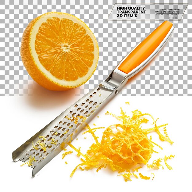 PSD a knife and a knife are on a table with an orange peel