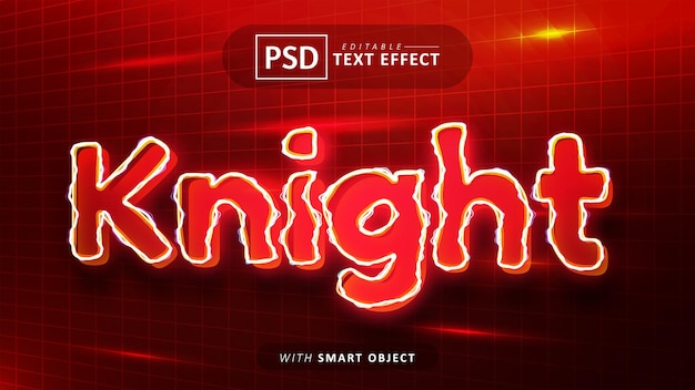 Knight red neon text effect editable