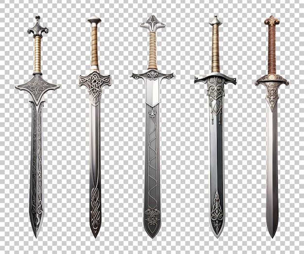 Knight Sword Set Isolated on Transparent Background