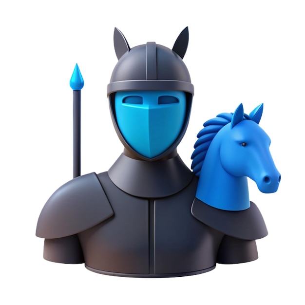 PSD a knight with a blue cape and a blue shield