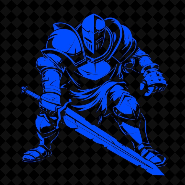 a knight with a sword and shield on a black background