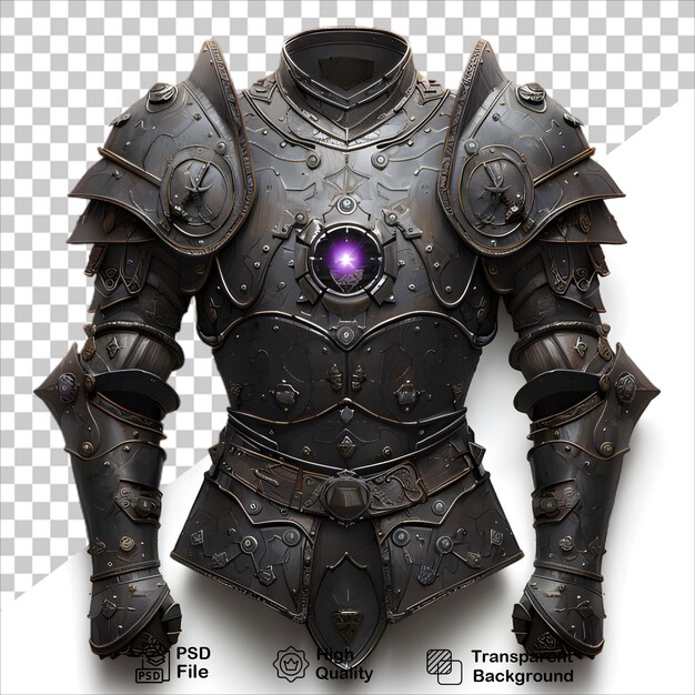 PSD a knights armour with a purple ball on the back