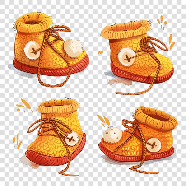 PSD knitted baby booties watercolor nurseryon transparent background