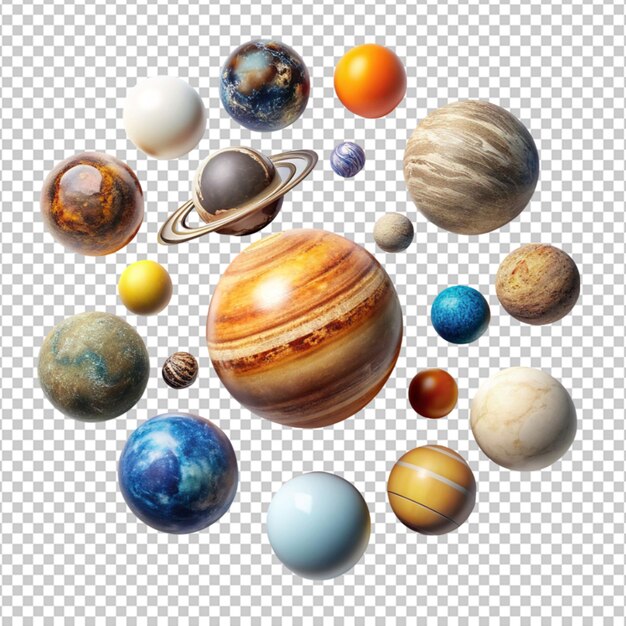 knolling of solar system photo realistic knolling on transparent background