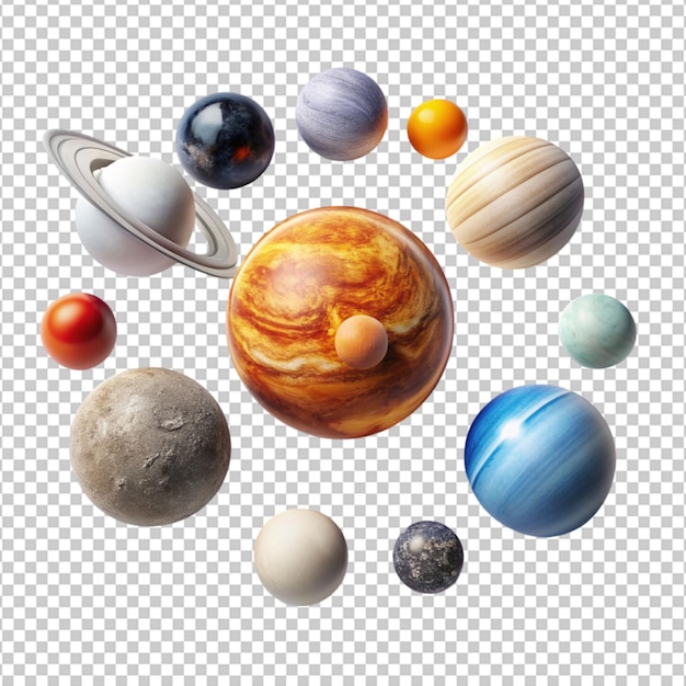 knolling of solar system photo realistic knolling on transparent background