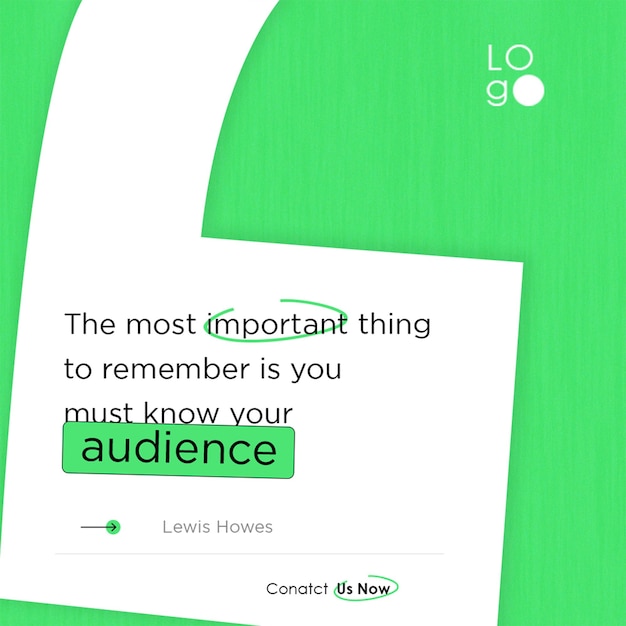 Know Your Audience Inspirational Quote PSD design for design and marketing agancy feedback design