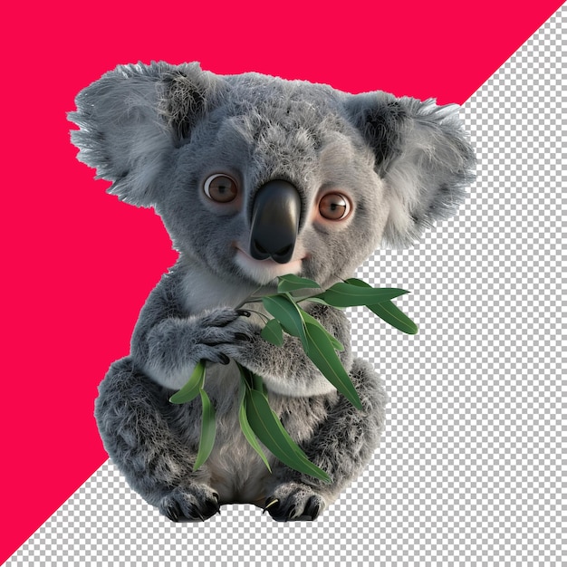 PSD koala 3d isolated render transparent background png psd