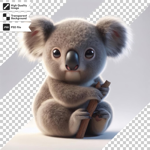 a koala bear holding a wooden spoon in its paws