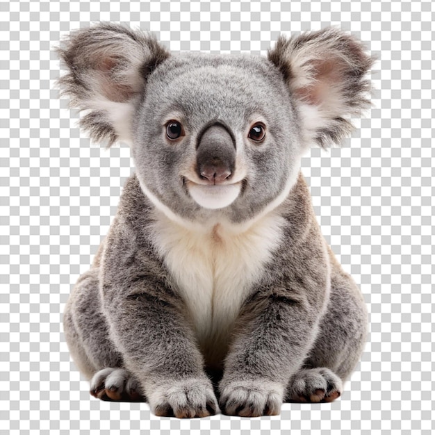 PSD a koala bear looking at the camera on transparent background