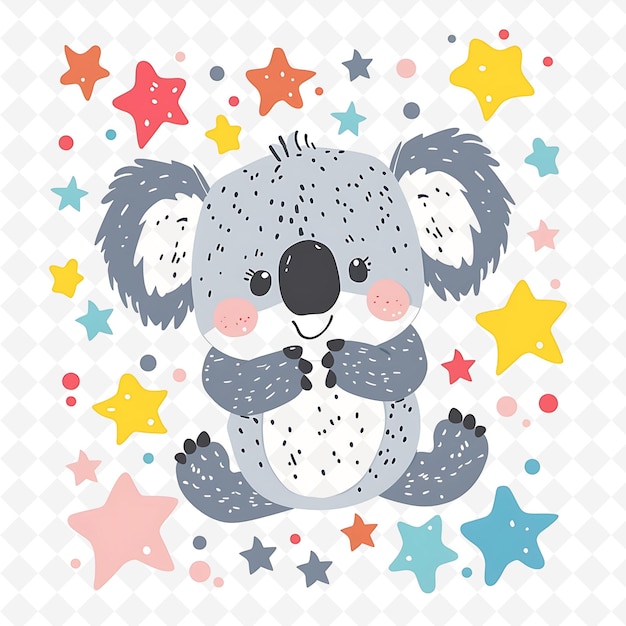 PSD a koala bear with stars and stars in the background