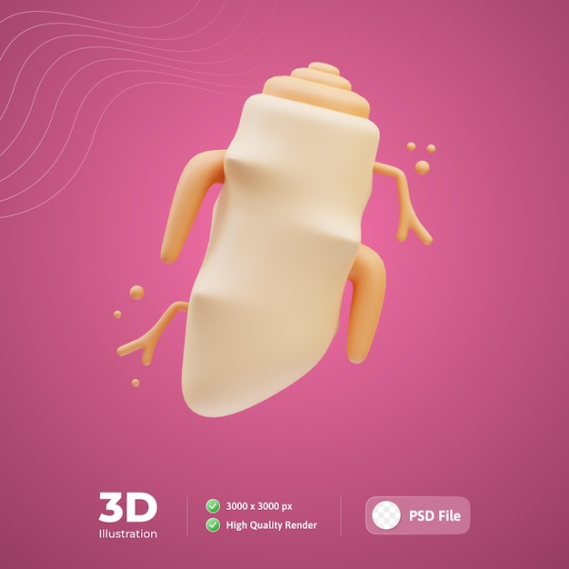 Korean Icon ginseng 3d Illustration