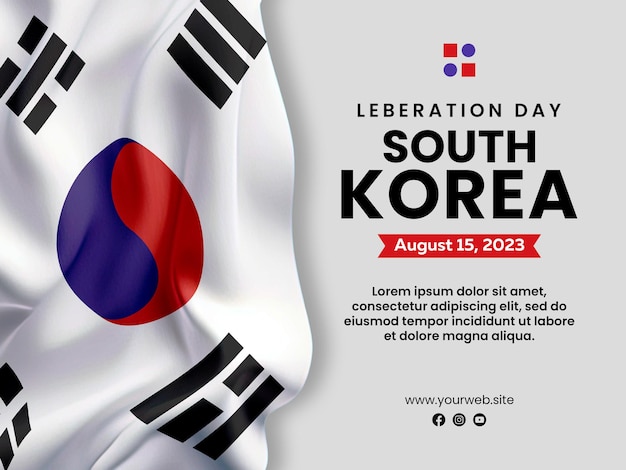 Korean independence day social media post with flag background