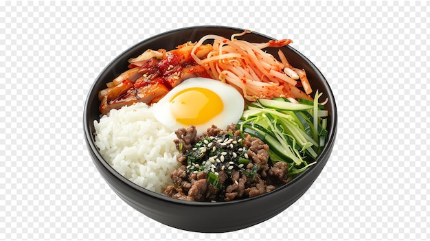 Korean rice bowl asian concept background isolated on transparent background