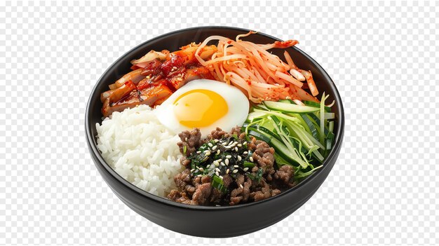 PSD korean rice bowl asian concept background isolated on transparent background