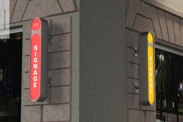 Korean Street Signages Mockup, Left and Right View