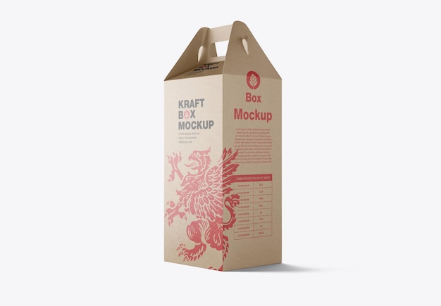 Kraft Box Mockup with Handle 3D render