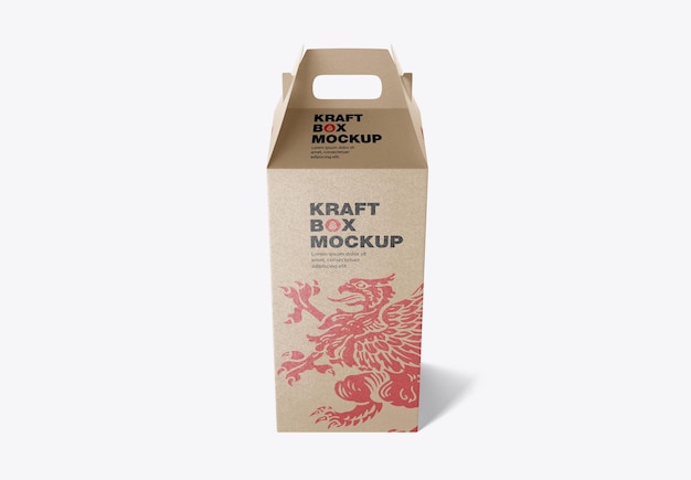 Kraft Box with Handle Mockup 3D render