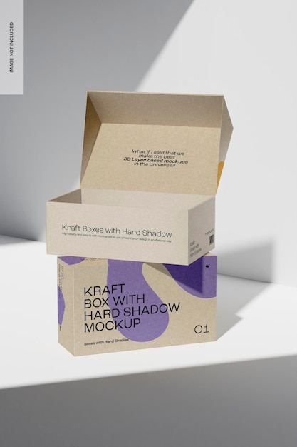 Kraft Boxes with Hard Shadow Mockup