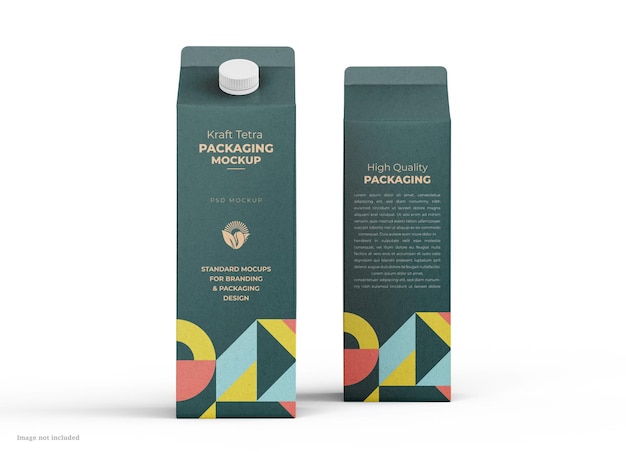 Kraft Milk Carton with Screw Cap Mockup