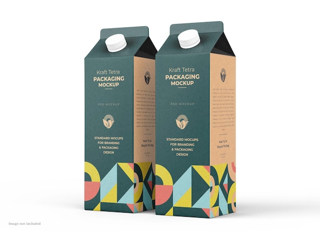 Kraft Milk Carton with Screw Cap Mockup