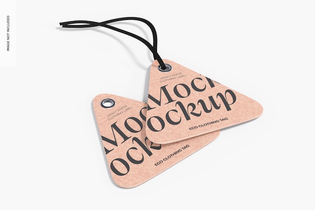 Kraft Paper Clothing Labels Mockup, Left View