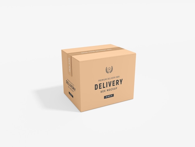 Kraft Paper Delivery Square Box Branding Mockup