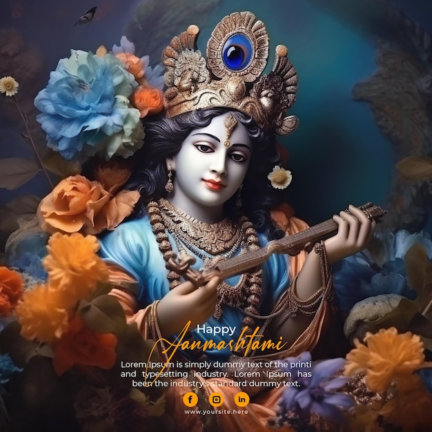 Krishna birthday indian festival janmashtami background