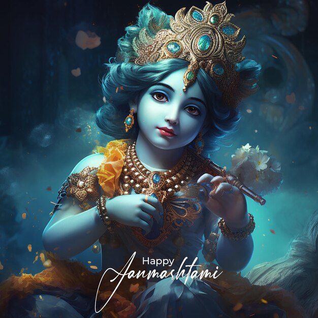 Krishna birthday indian festival janmashtami background