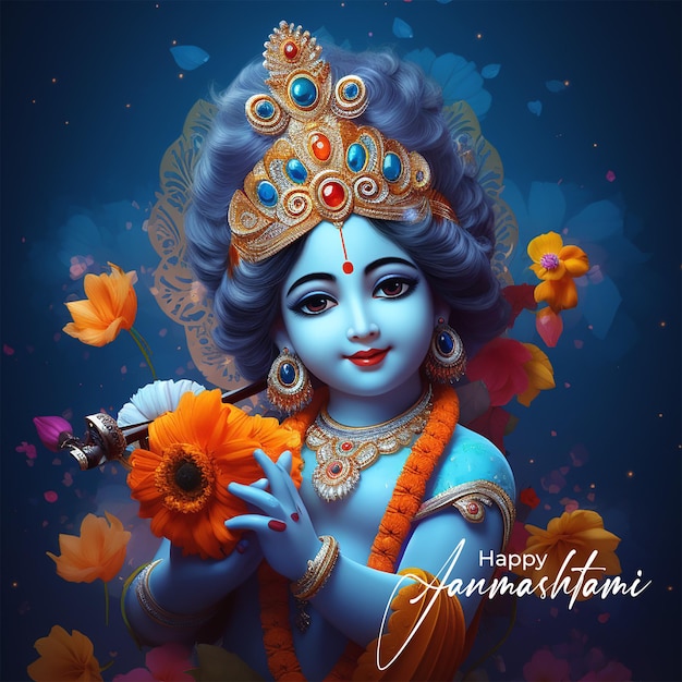 Krishna birthday indian festival janmashtami background